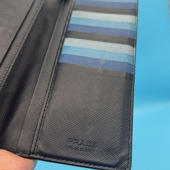 Prada Blue Saffiano Lux Leather Long Wallet- with Prada box and COA - Picture 6 of 9
